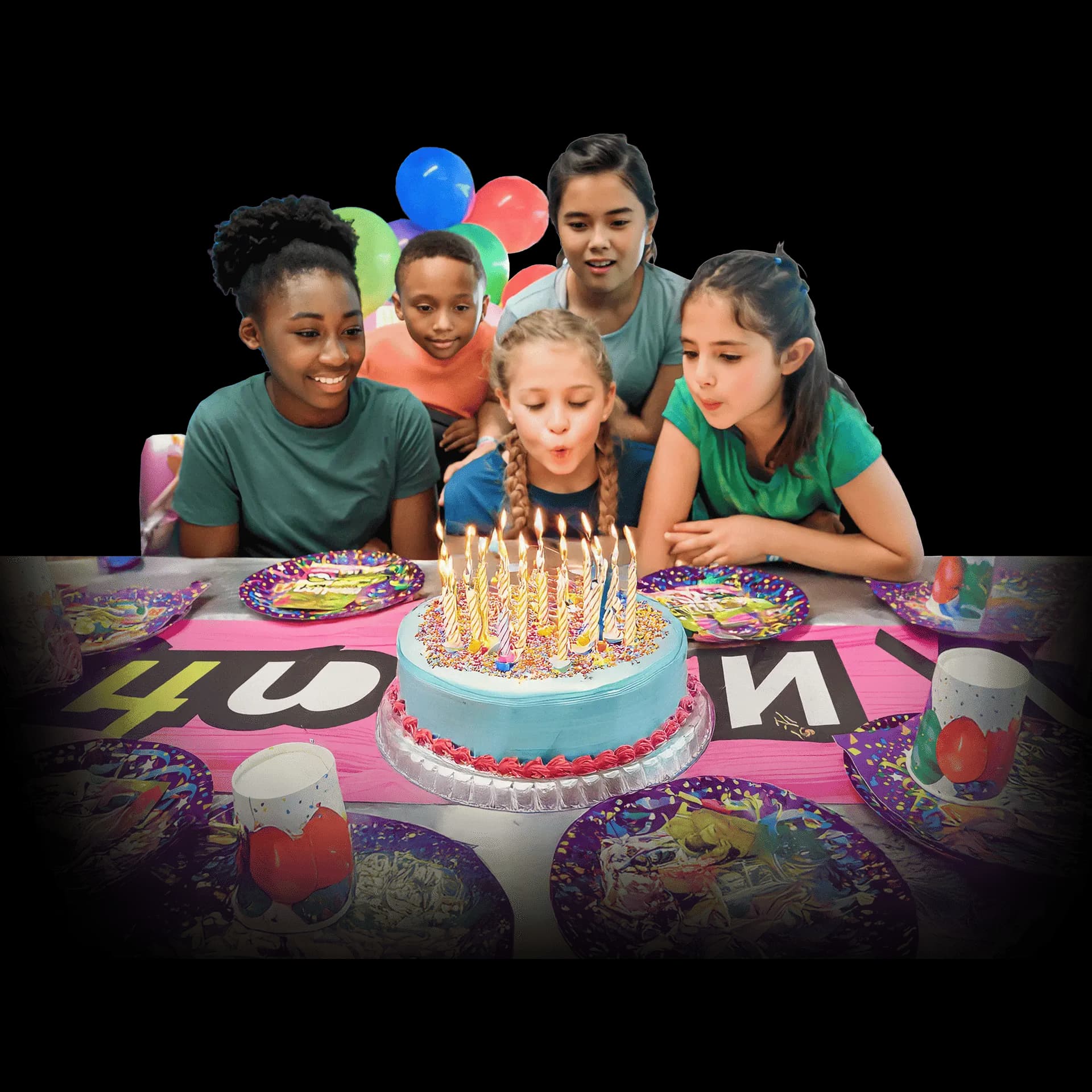 Birthday group shot at Urban Air Everett, Washington